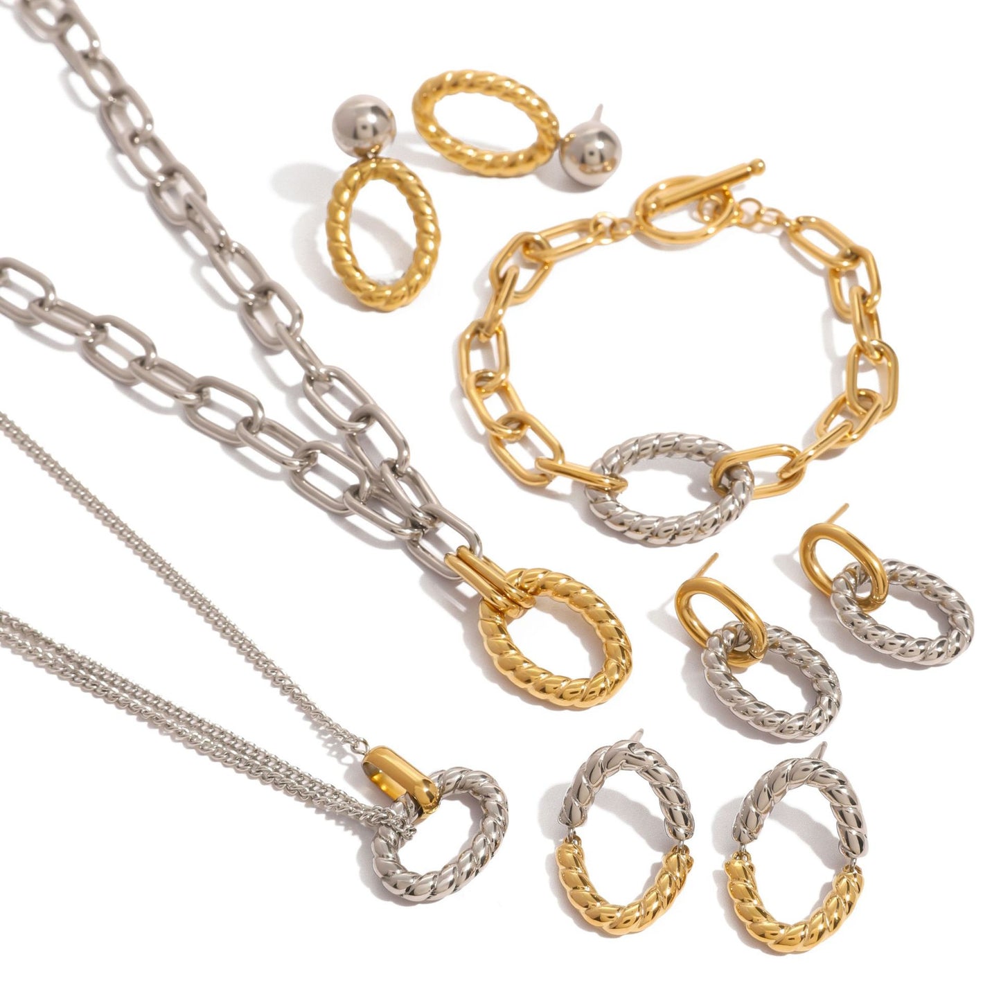 Minimalist Geometric Stainless Steel Necklace with Titanium Steel Pendant and Plated Finish for Women