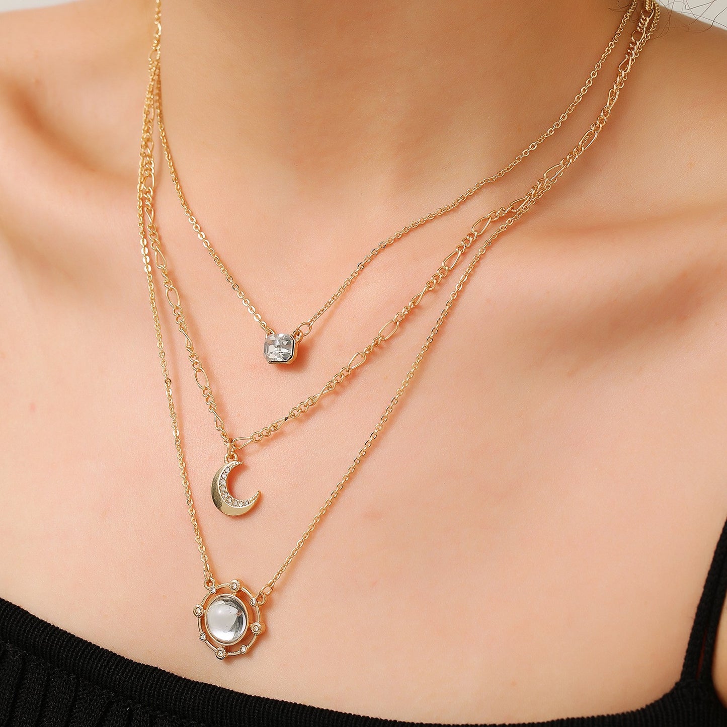 Casual Geometric Alloy Ball Chain Necklace