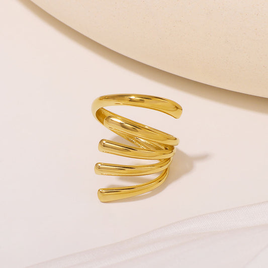 Anello da donna minimalista geometrico vuoto in acciaio inossidabile placcato oro 18K