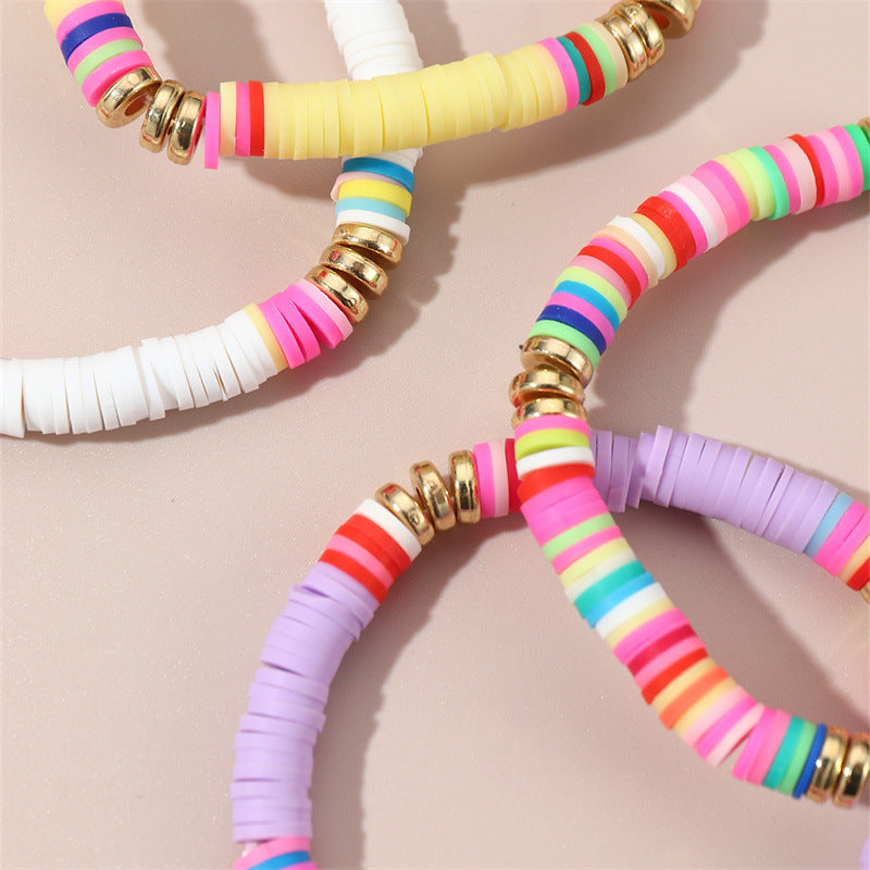 Juego de pulseras infantiles de resina con cuentas y formas geométricas, estilo bohemio, hechas a mano con embalaje individual