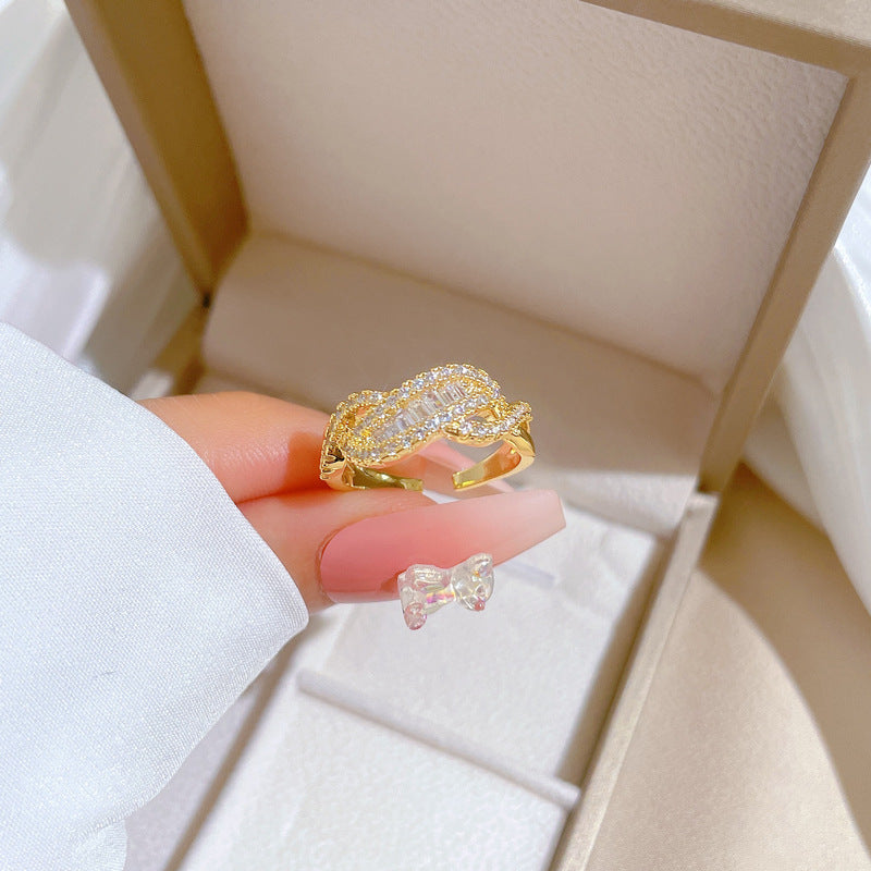 Cartoon Style Crown-Shaped Brass Ring with Plating Finish Adjustable Fashion Ring for Women