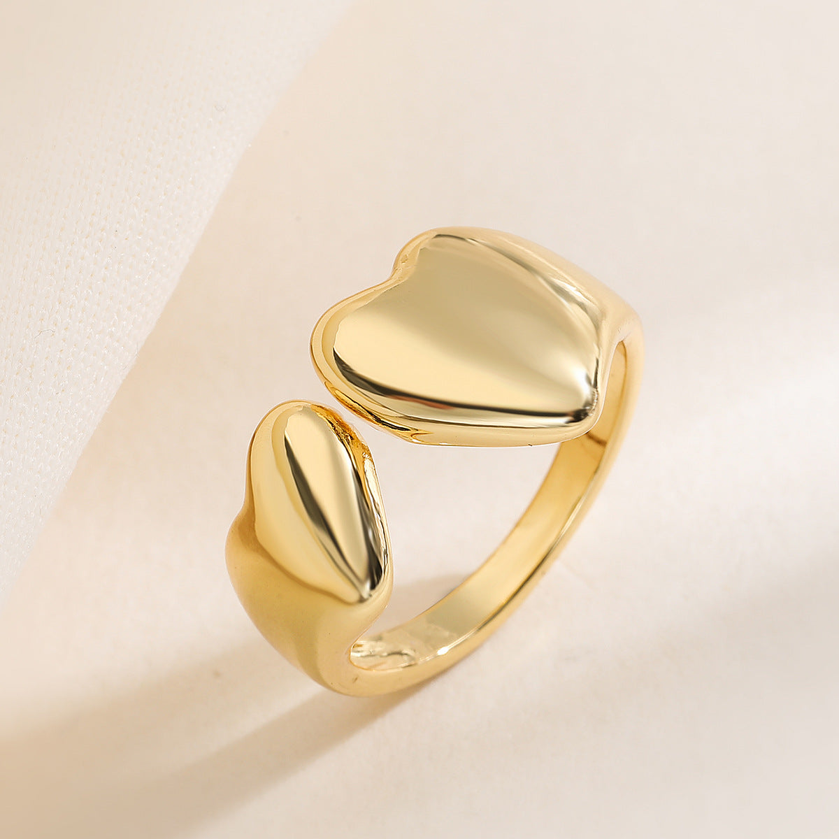 Minimalist Geometric Irregular Shaped Copper Ring with Gold Plating for Women