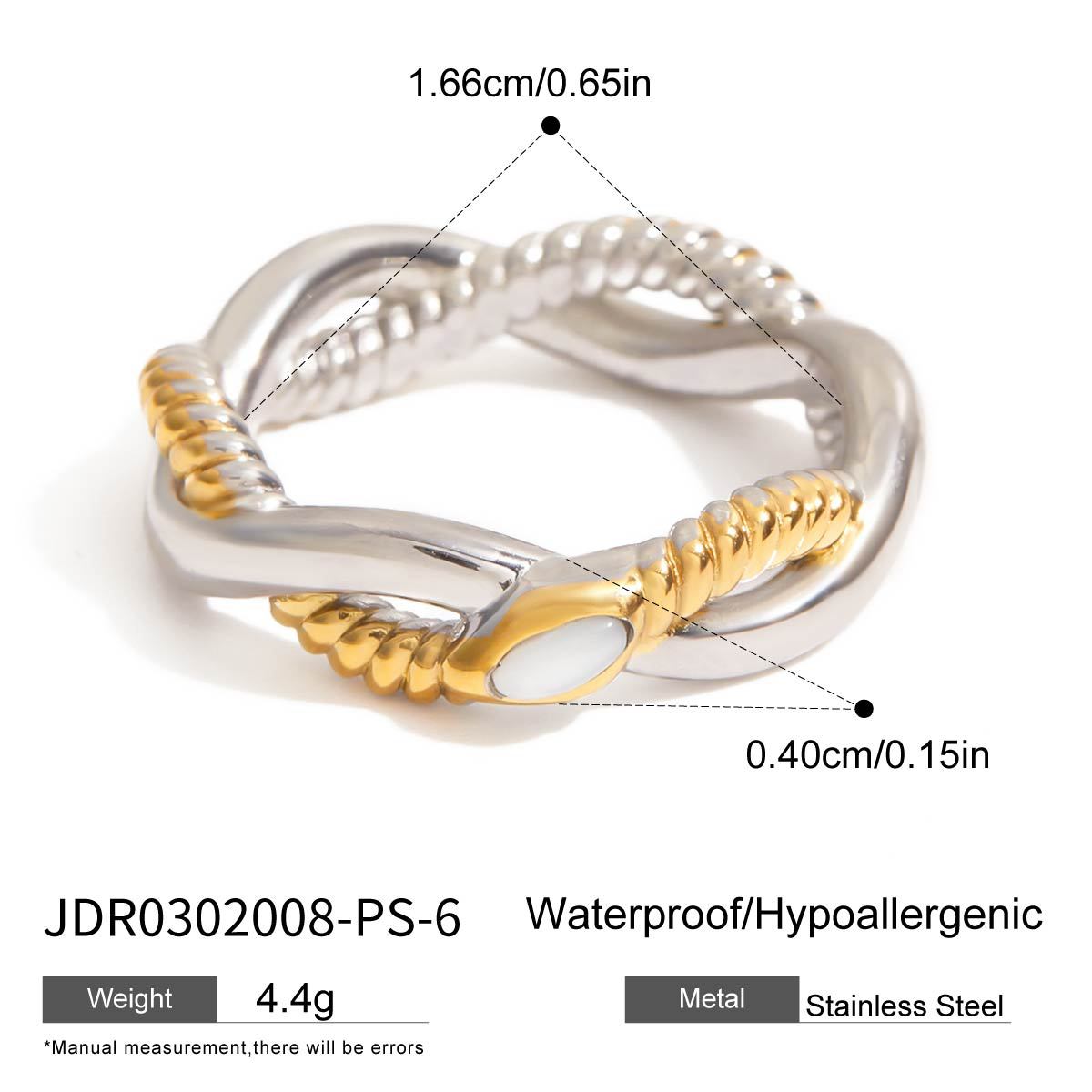 Anillo de acero de titanio de moda con forma de serpiente con acabado galvanizado para mujer, joyería de acero inoxidable
