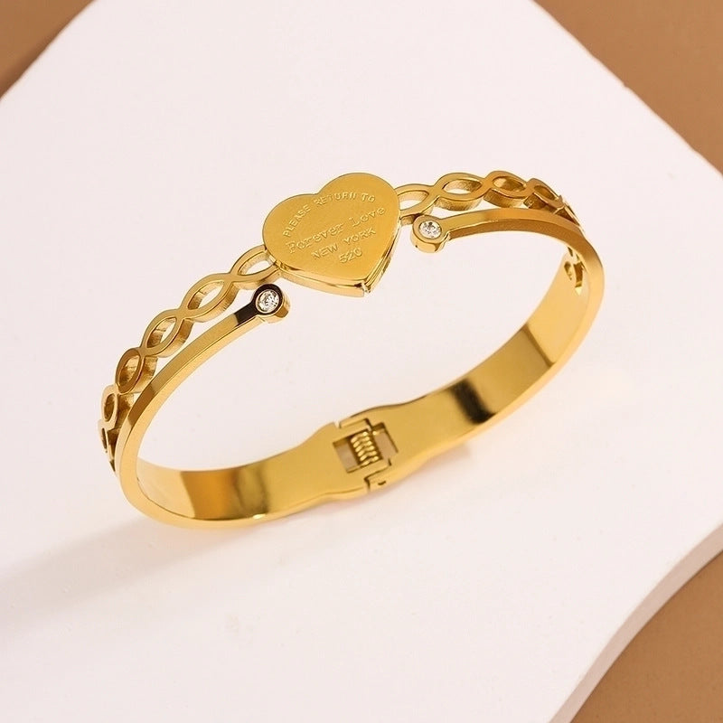 Bracciale da donna in titanio e acciaio lucidato con strass, stile minimalista per affari