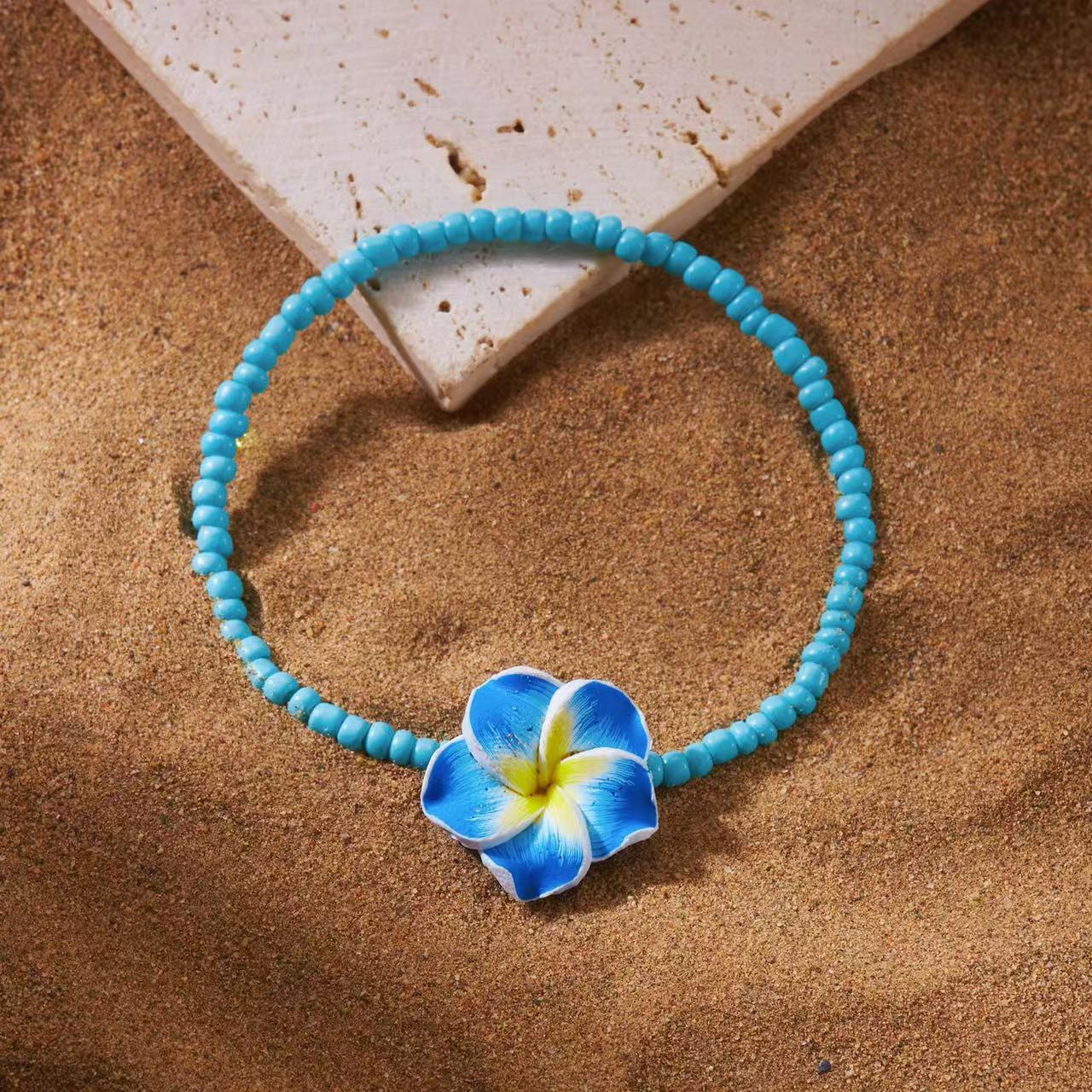Bohemian Minimalist Gradient Floral Resin Beaded Bracelet
