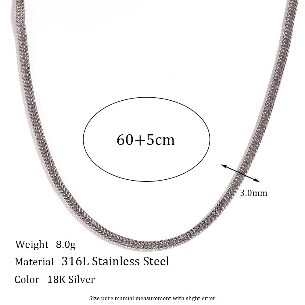 Minimalist Geometric Titanium Steel Plated 18K Gold Fox Tail Chain Bracelet Necklace for Women