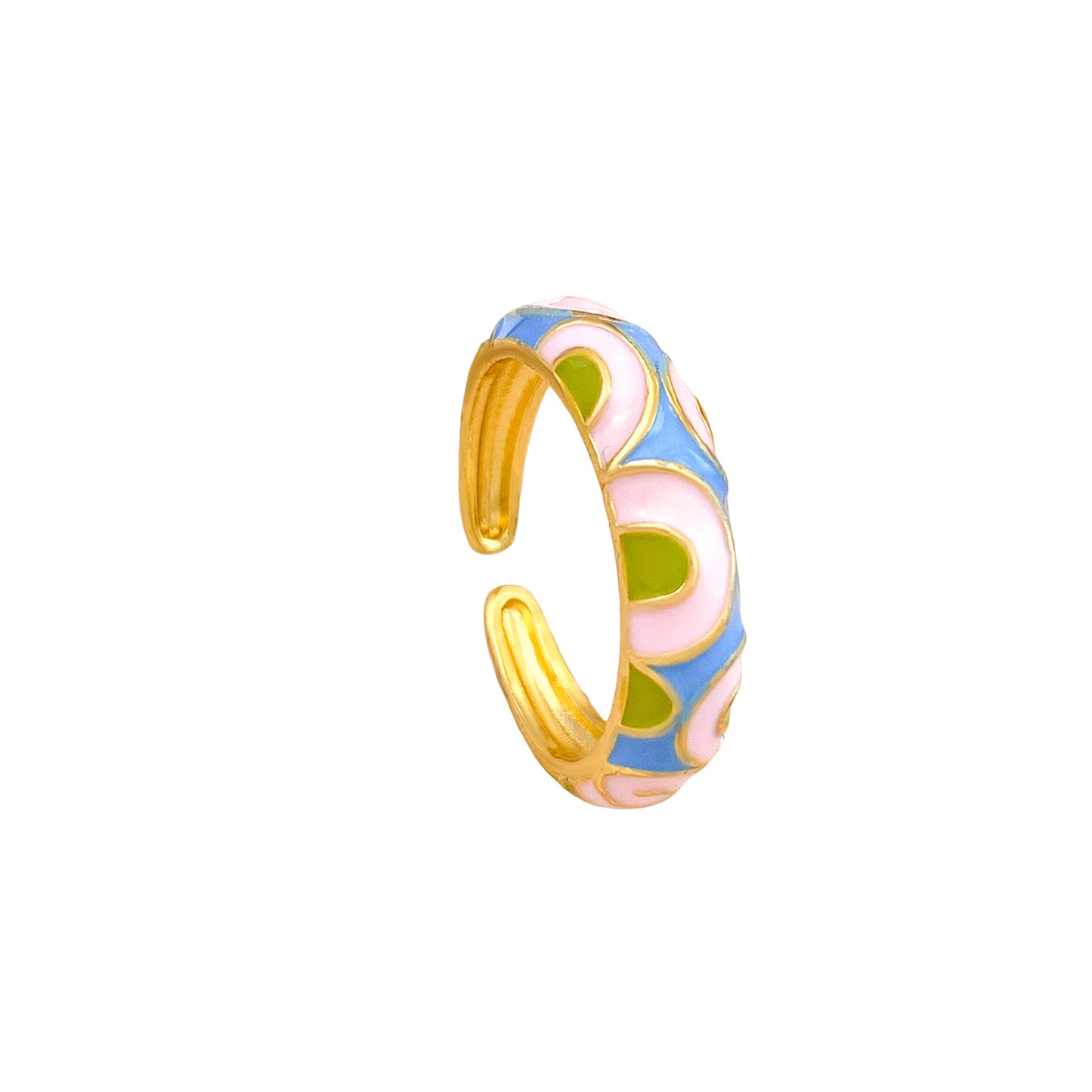Anello in Lega Placcata Smaltata Etnica Vintage da Donna