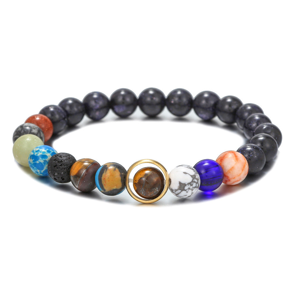 Men's Matte Black Obsidian and Volcanic Stone Beaded Bracelet Square Round Geometric Unisex Jewelry