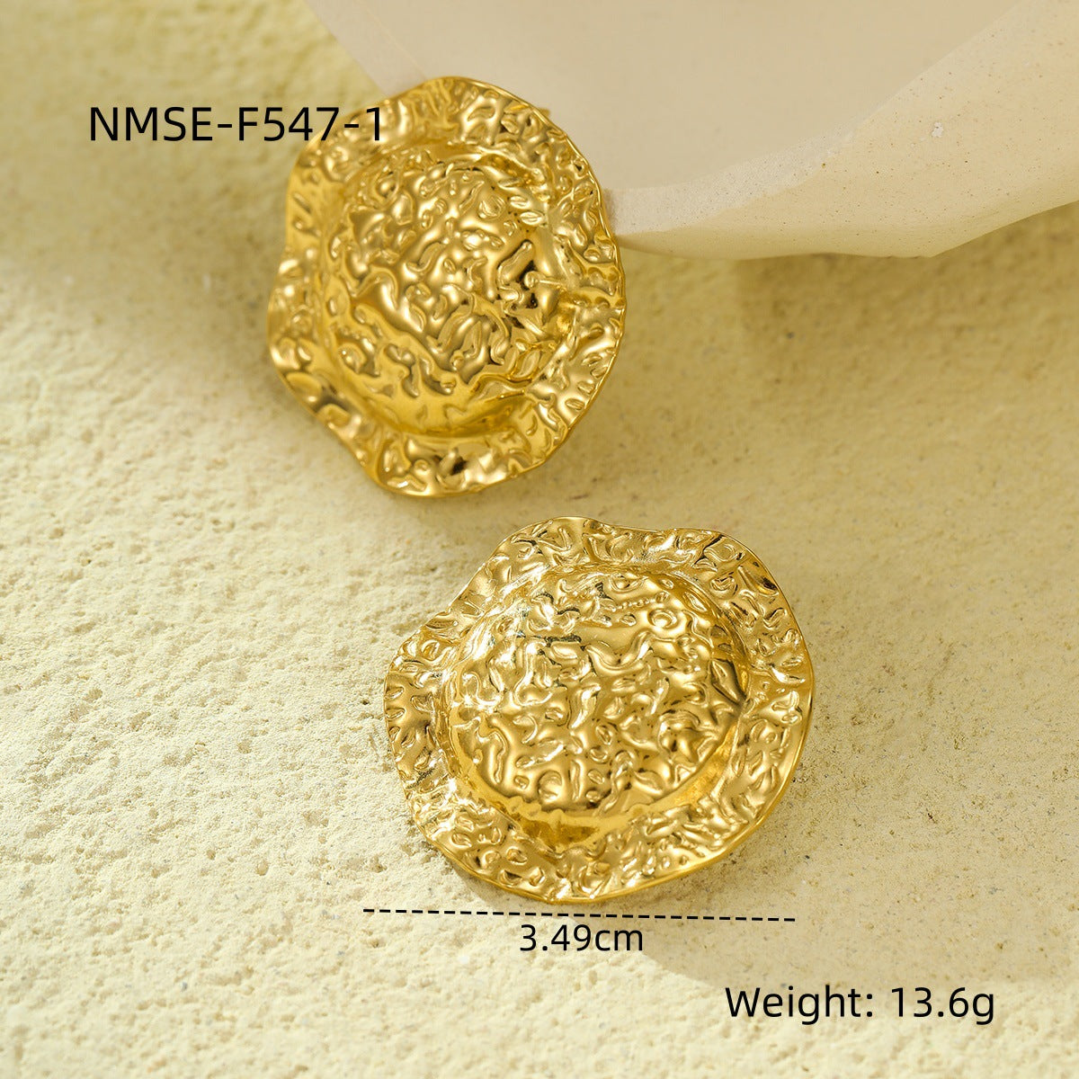 Pendientes de acero inoxidable circulares martillados estilo vintage para mujer, aretes hipoalergénicos de acero de titanio