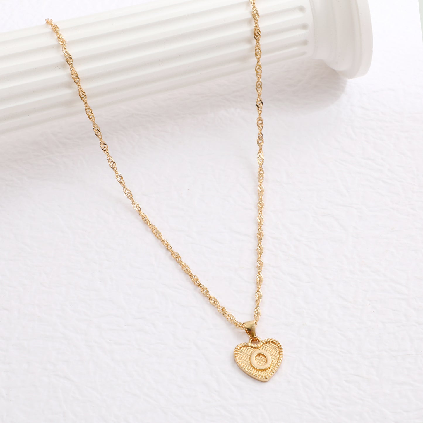 Minimalist Heart Letter Zinc Alloy Plated Necklace Singapore Chain Women