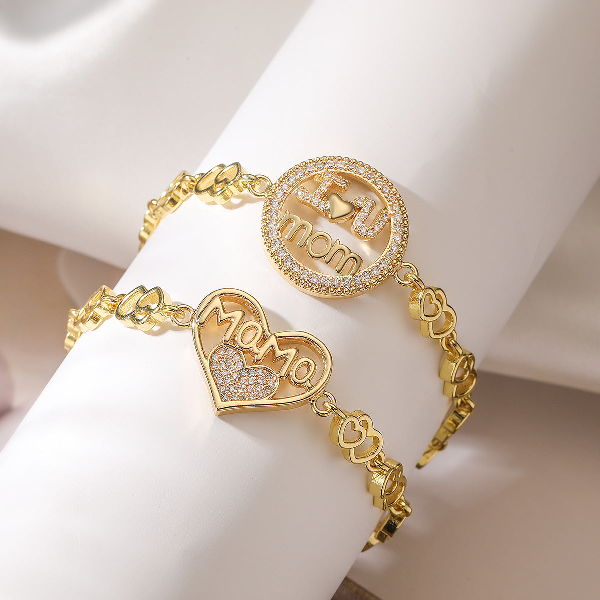 Minimalist Geometric Copper Bracelet with 18K Gold Plating and Zircon Inlay for Women