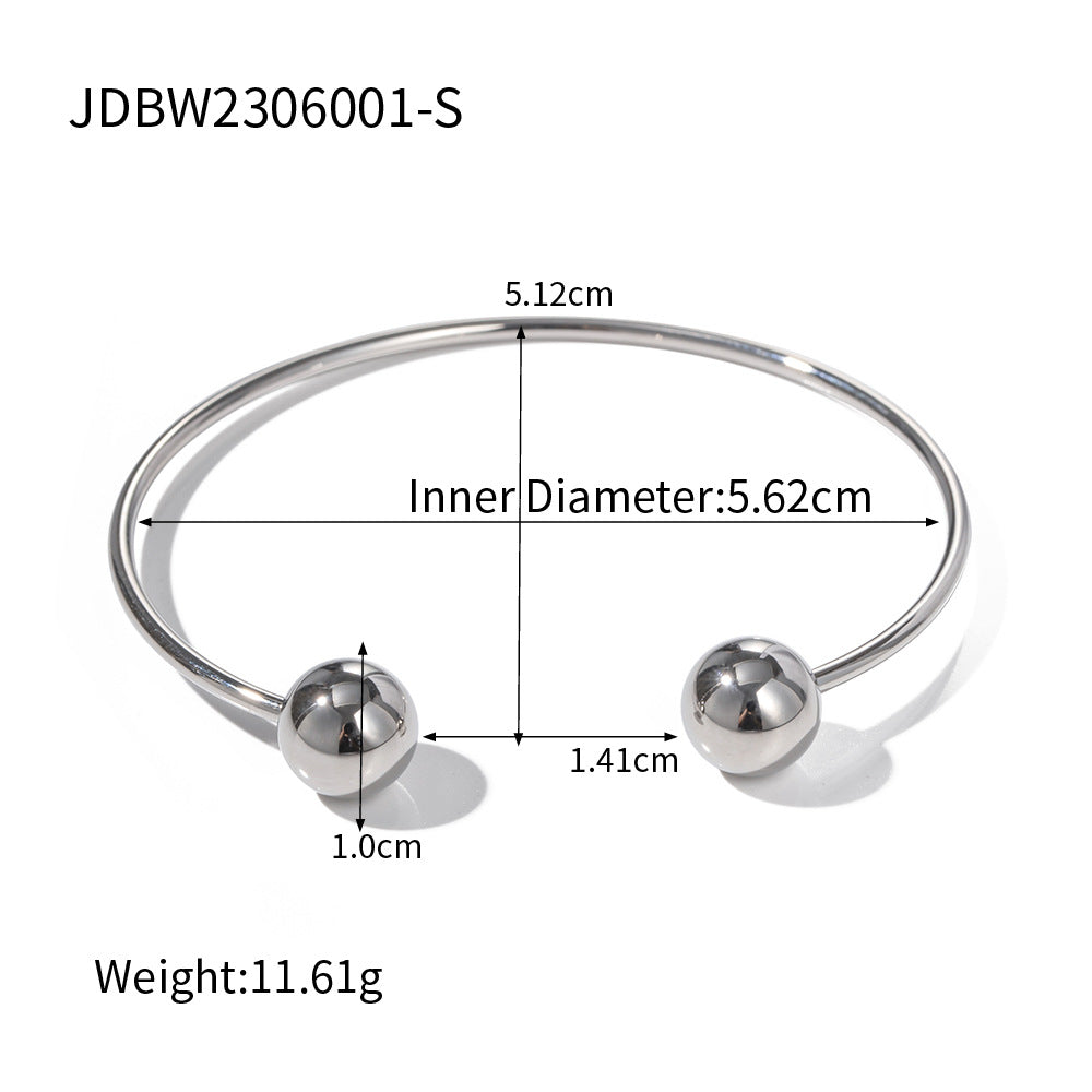 Bracciale da donna in acciaio inossidabile placcato oro 18K a sfera geometrica stile INS