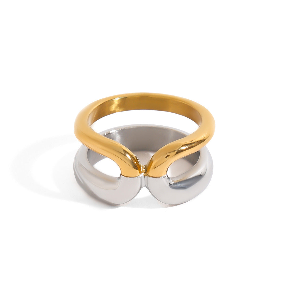 Geometric Plated Stainless Steel Ring for Women