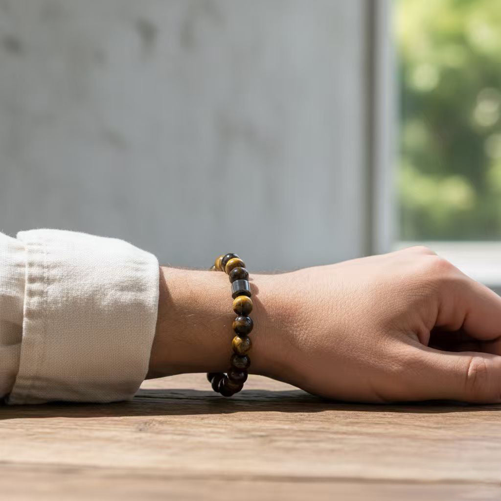 Handmade Geometric Round Synthetic Stone Beaded Bracelet Unisex