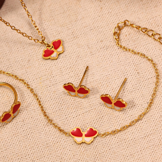Fashionable Butterfly Pendant Necklace Set in Stainless Steel with Titanium Steel Pendant and Plated Finish for Women
