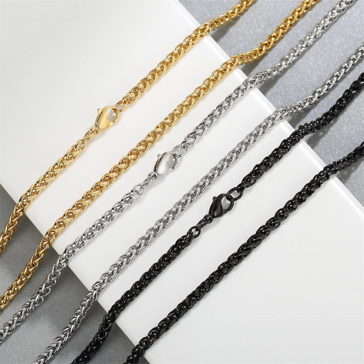 Plated Stainless Steel Snake Chain Necklace with Titanium Steel Pendant Charm Bar for Unisex