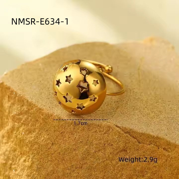 Anello da donna in acciaio inossidabile a stella cava geometrica minimalista con finitura placcata