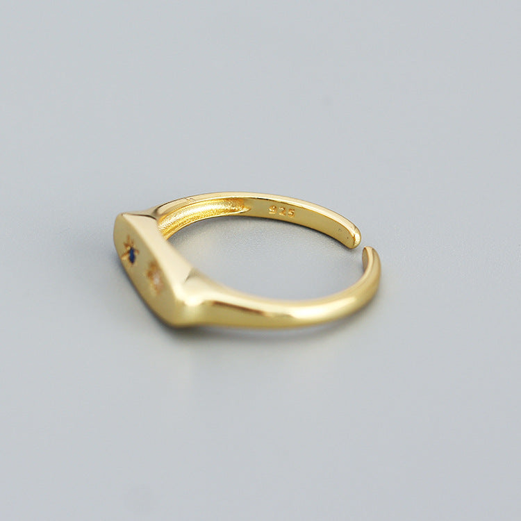 Anello Unisex Regolabile Aperto Placcato con Stella Minimalista in Argento Sterling 925
