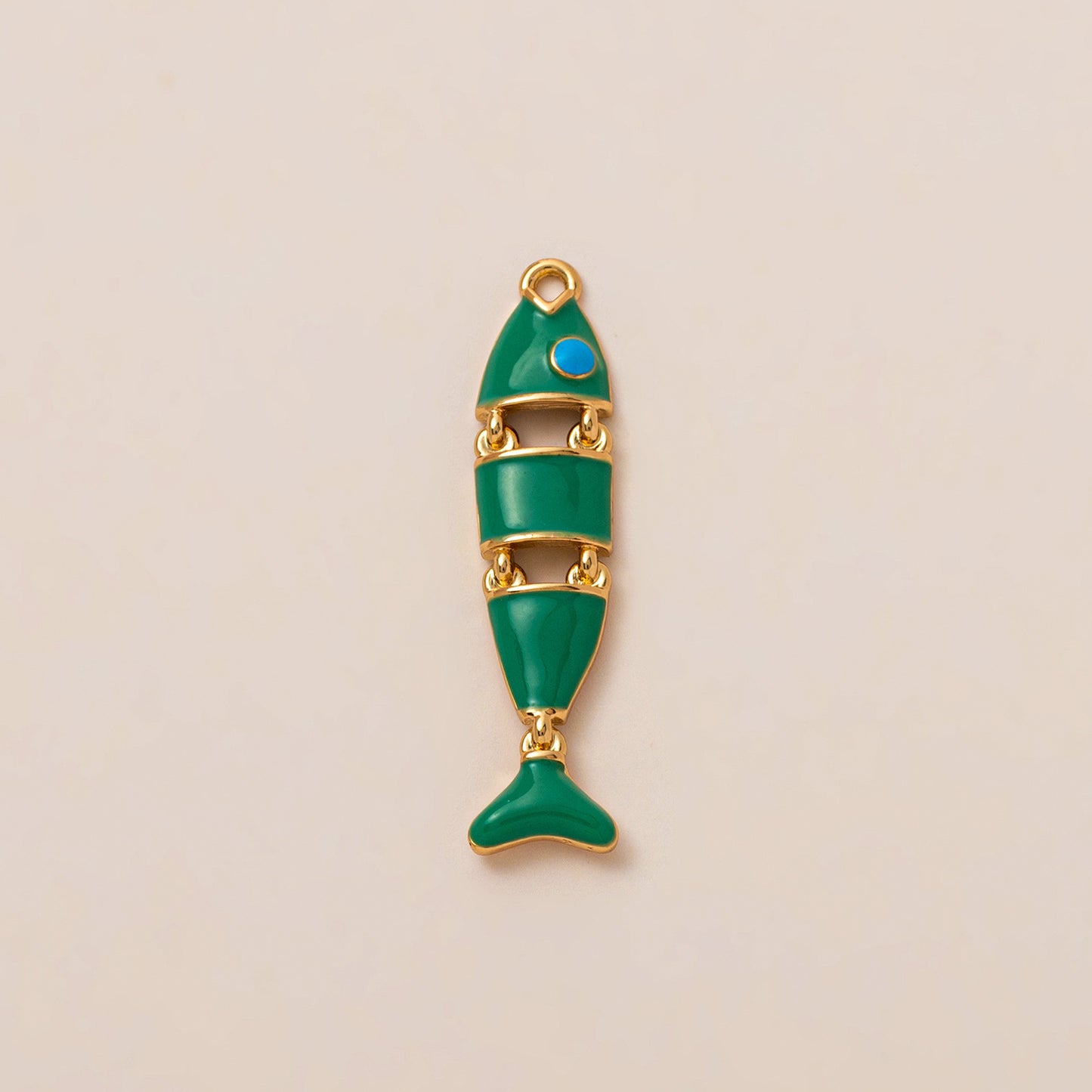 Luxury 18K Gold Plated Brass Pendant with Gemstone Inlay Geometric Fish Clover Heart Design