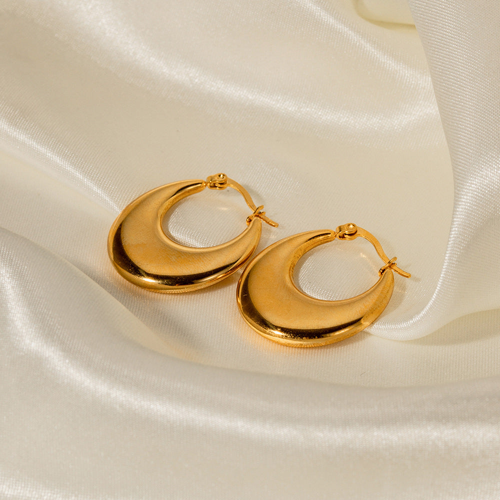 Geometric Stainless Steel Earrings with 18K Gold Plating for Women — Modern Instagram-Inspired Irregular Design Statement Jewelry