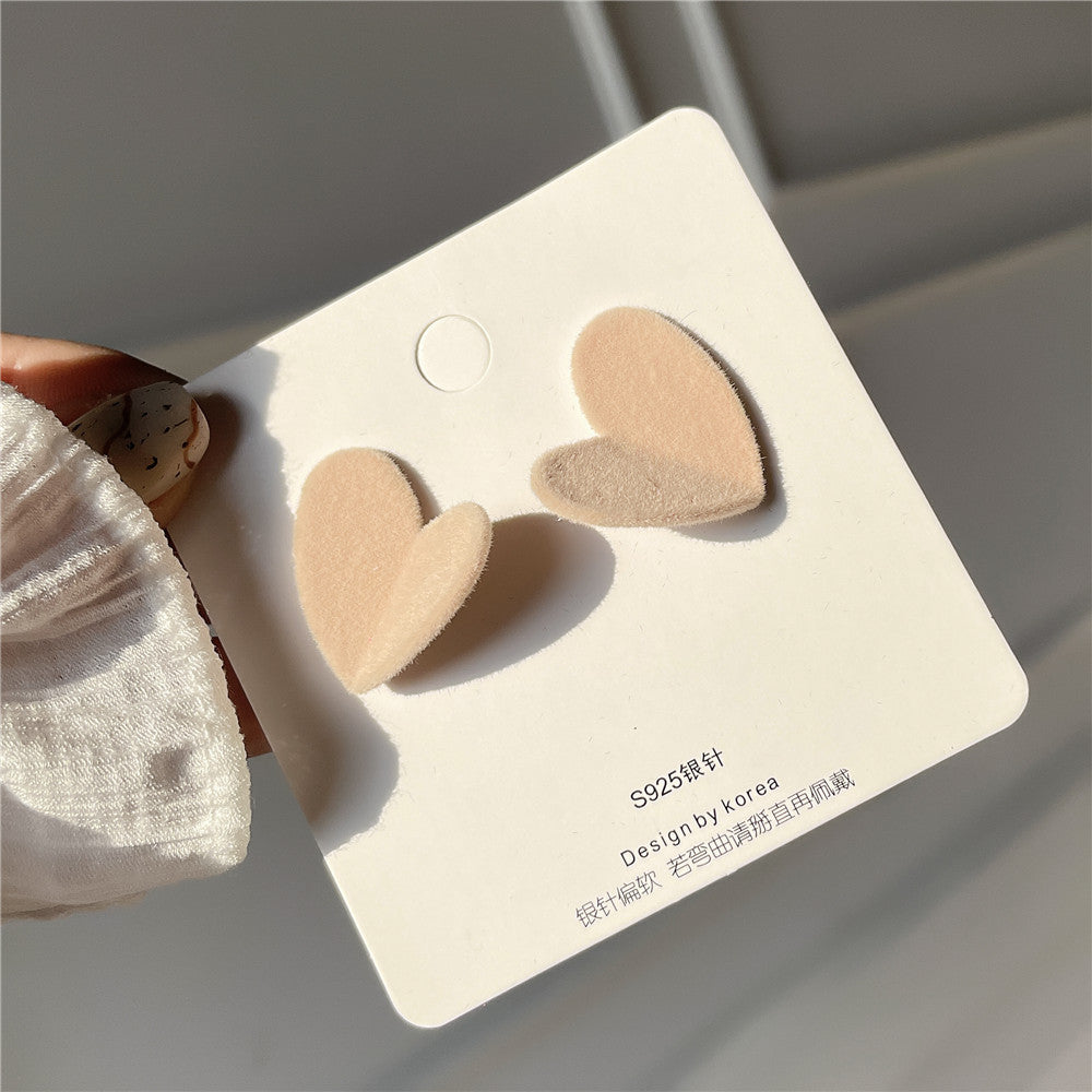 Sweet Minimalist Heart Shaped Alloy Earrings with 925 Sterling Silver Posts