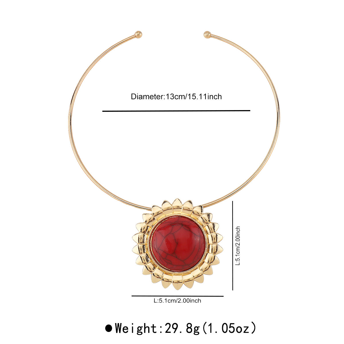 Collana vintage da donna in lega con intarsi turchesi a motivi floreali geometrici e finitura placcata oro
