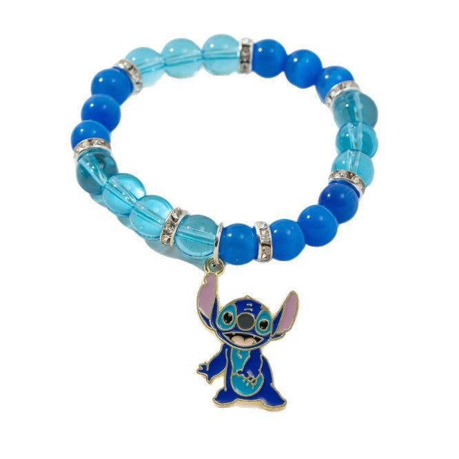Bracciale per bambini fatto a mano con perline a forma di stella in resina, con design della Principessa Anna e accenti di cristallo