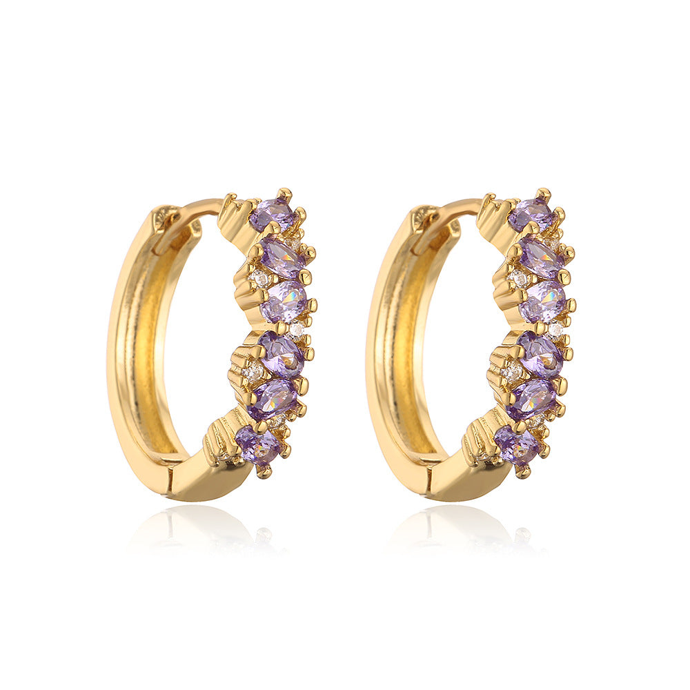 Geometric Hoop Earrings for Women with Copper Base Plated in 18K Gold and Micro-Paved Zirconia