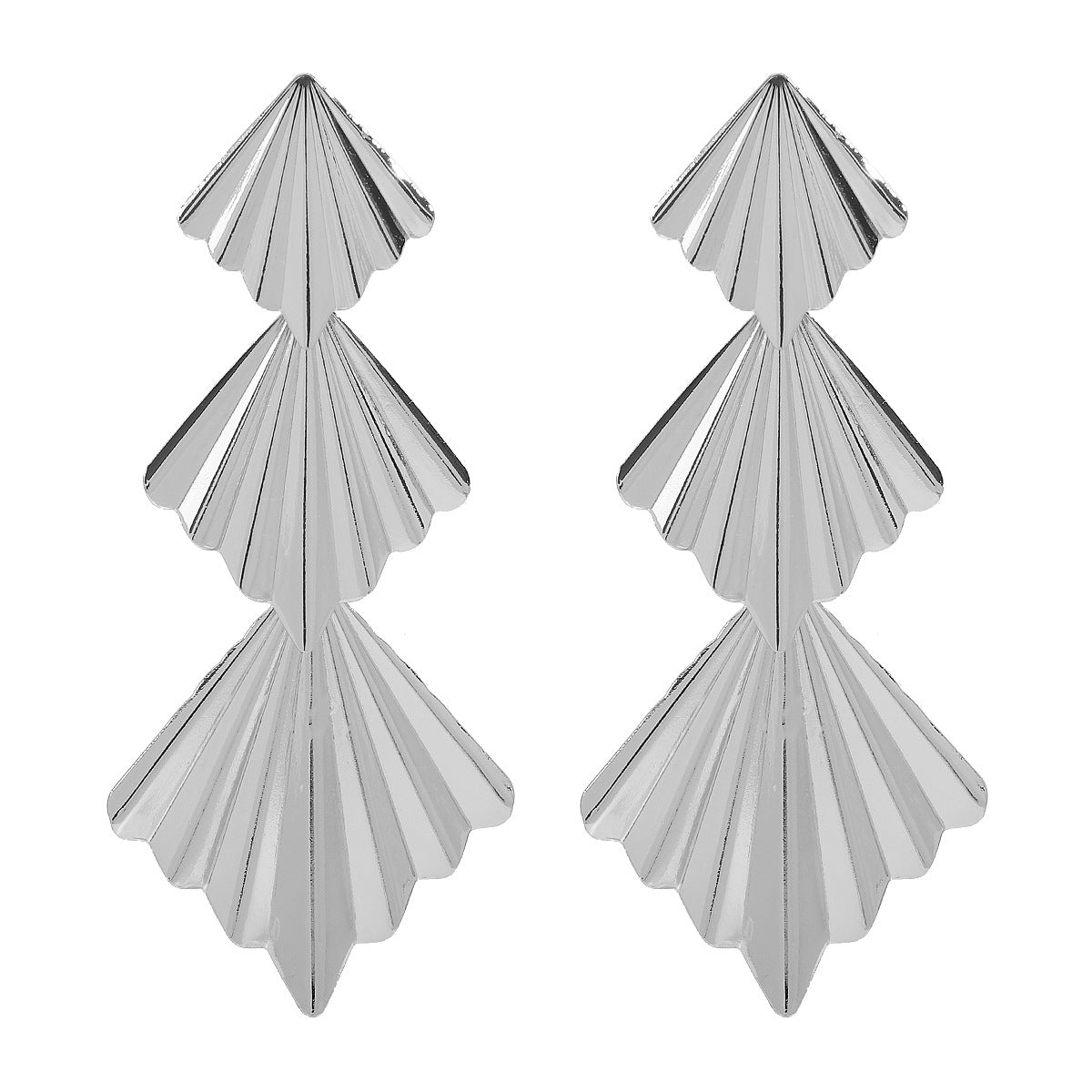 Pendientes minimalistas de triángulo geométrico irregular con forma de abanico para mujer con acabado de hierro chapado