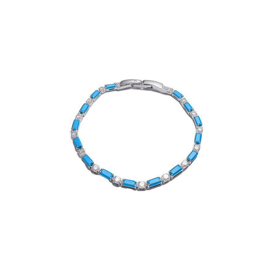 Sweet Minimalist Geometric Floral Brass Bracelet with Cubic Zirconia Inlay for Women