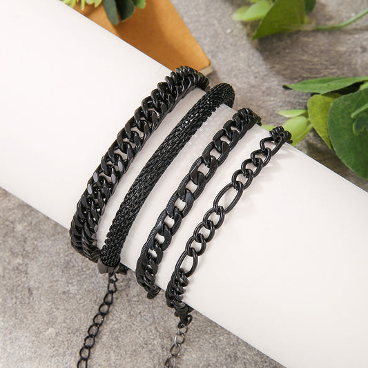 Vintage Hip-hop Minimalist Geometric Round DIY Charm Bar Bracelet Set for Unisex