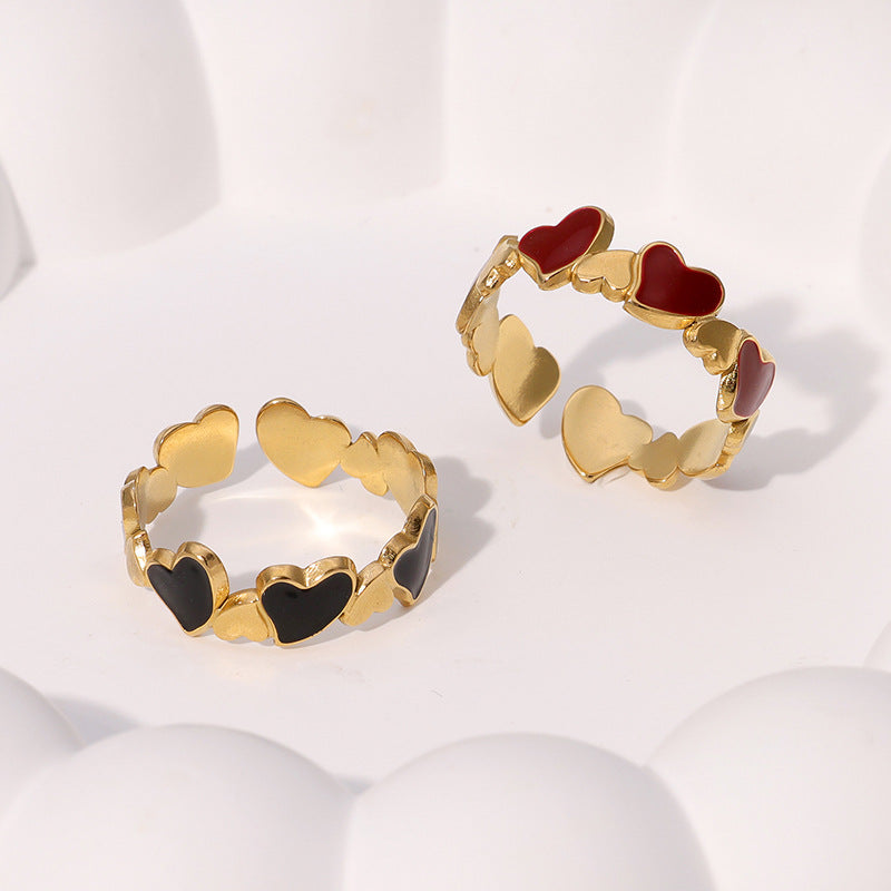 Minimalist Heart-Shaped Gold-Plated Stainless Steel Adjustable Ring for Women