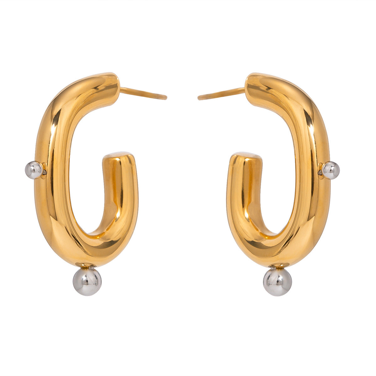 Pendientes Minimalistas de Acero Inoxidable en Forma de Letra con Acabado de Acero de Titanio Galvanizado para Mujer