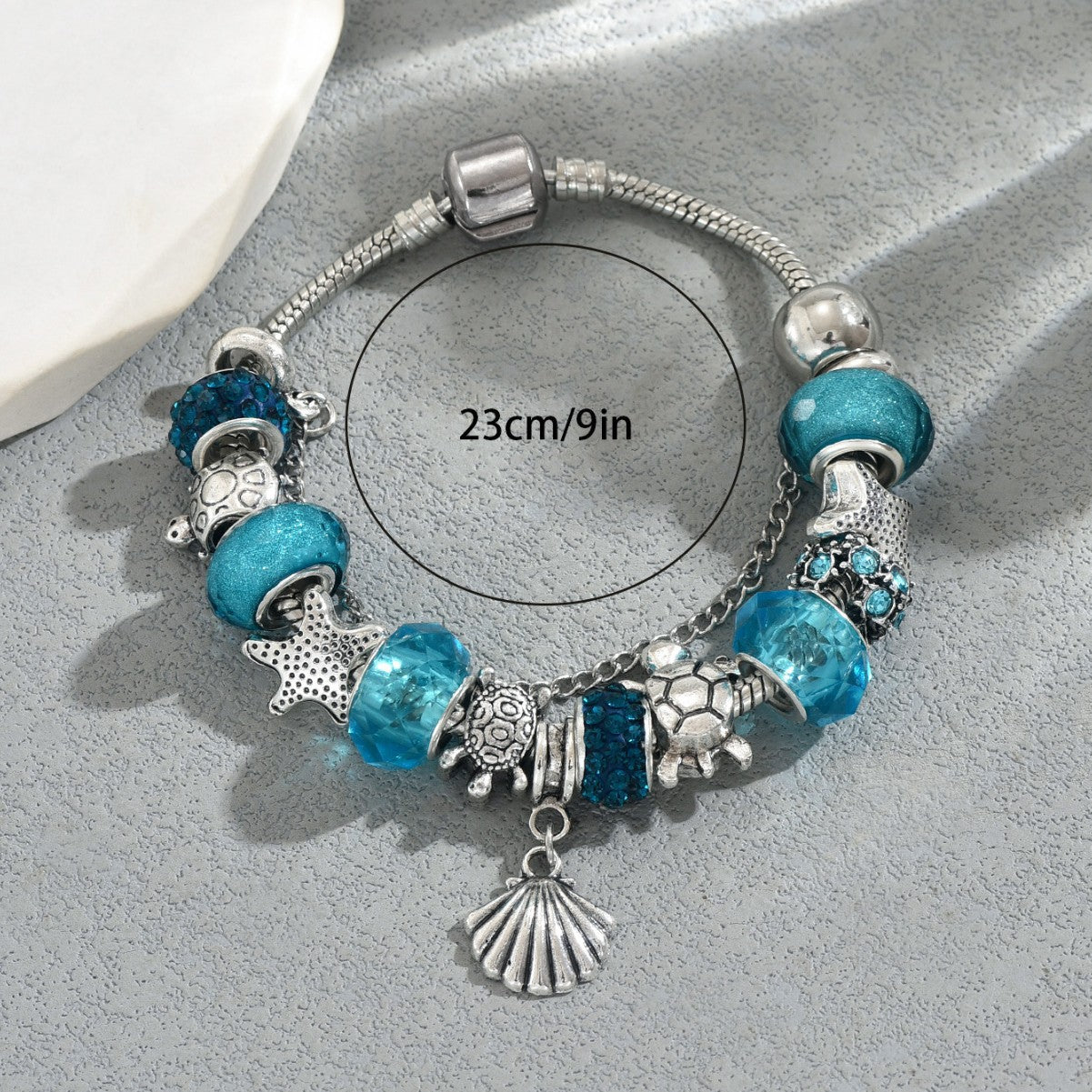 Pulsera de aleación con incrustaciones de cristal azul estilo geométrico para mujer, joyería de moda para el día a día