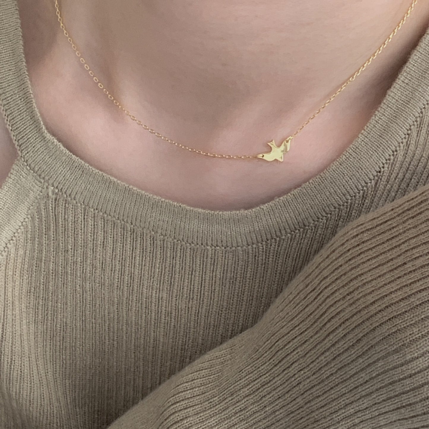 Minimalist 925 Sterling Silver Bird Pendant Choker Necklace