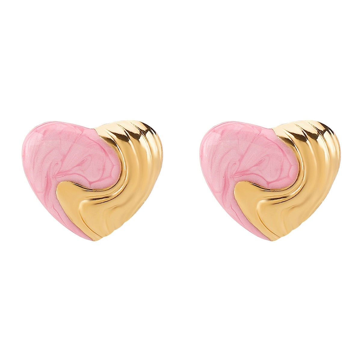 Sweet Minimalist Heart-Shaped Stainless Steel Earrings with Enamel Finish in Multi-Color Accents