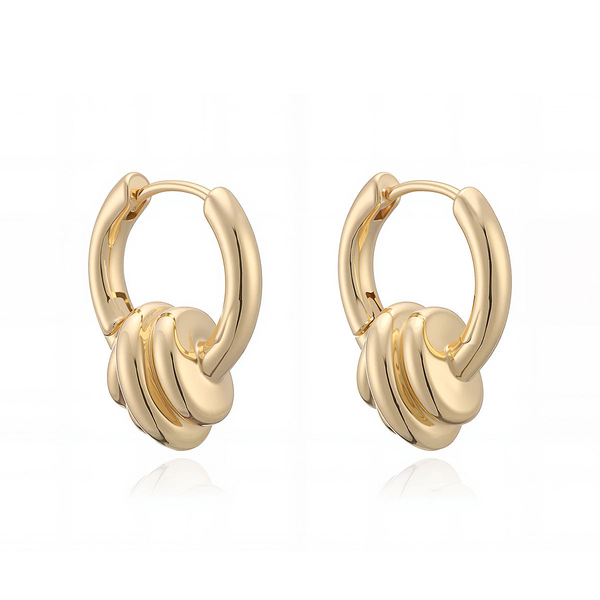Vintage Geometric 18K Gold Plated Brass Knot Earrings for Women