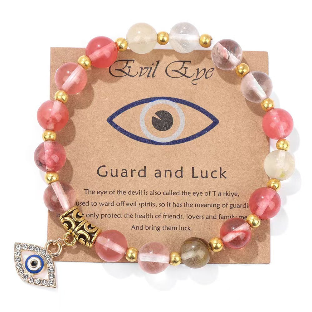 Minimalist Geometric Evil Eye Rhinestone Beaded Bracelet Unisex Yoga Energy Jewelry