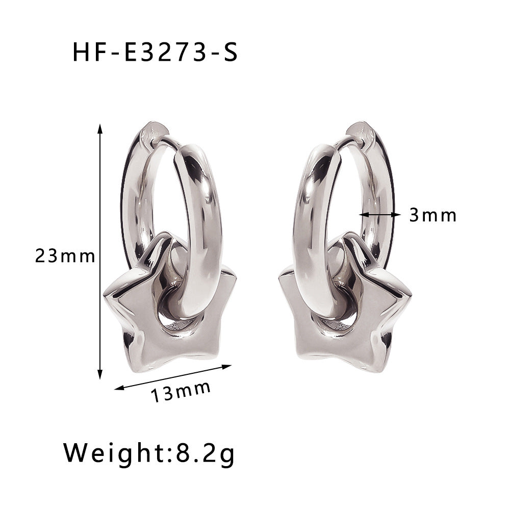 Ins Style Heart Shaped 18K Gold Plated Titanium Steel Statement Earrings with Geometric and Irregular Circle Design