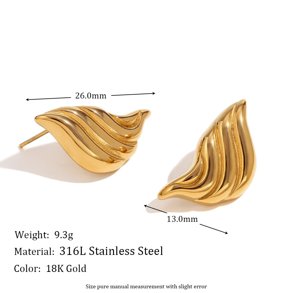 Pendientes de acero inoxidable con forma de triángulo geométrico minimalista y chapado en oro de 18 quilates para mujer