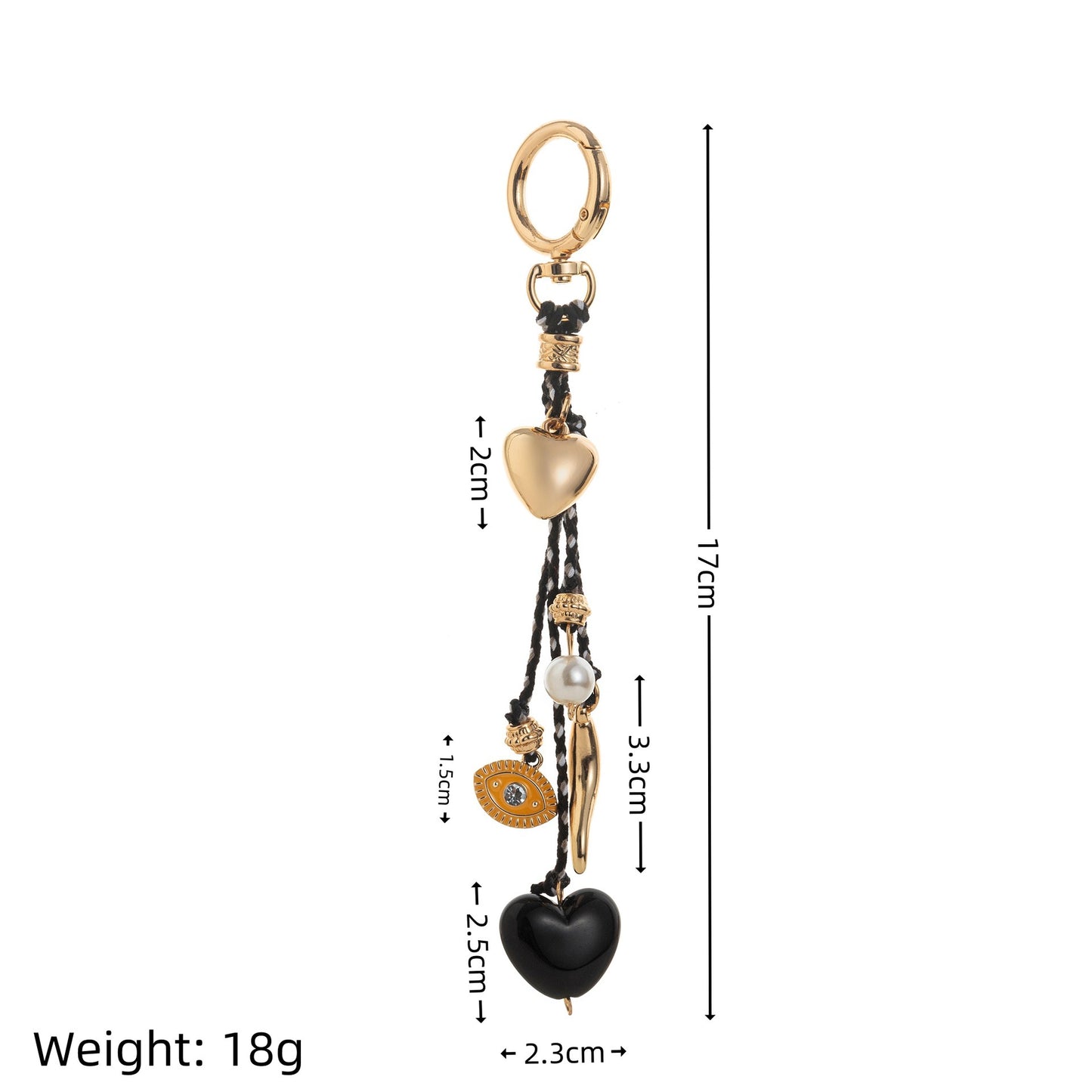 Gold Plated Alloy Heart Chain Strap with Pearl Inlay for Bags
