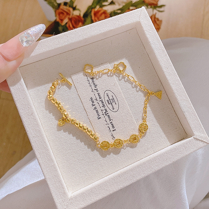 Minimalist Luxury Gold Plated Brass Laser Bracelet for Unisex