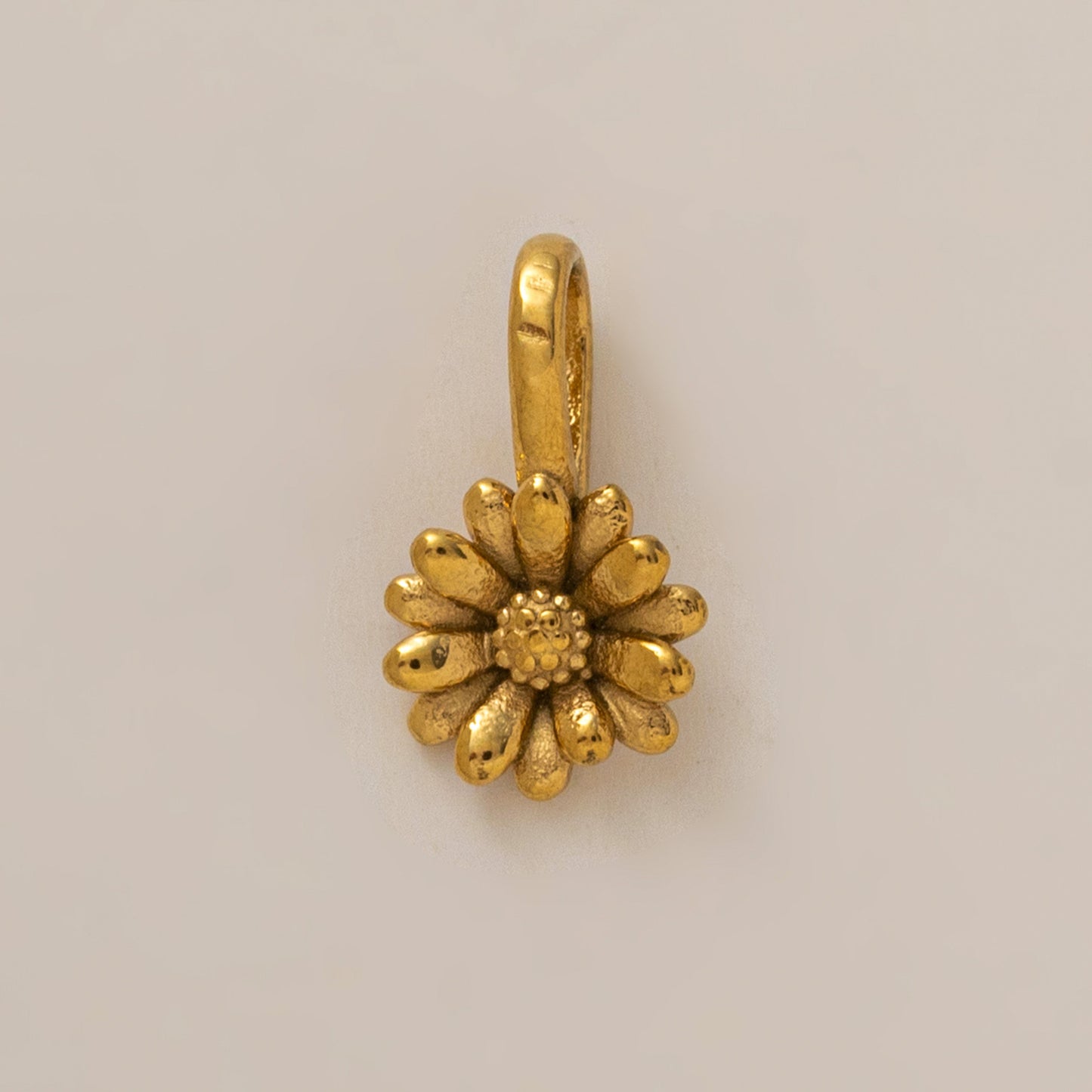 Vintage 18K Gold PVD Stainless Steel Floral Pendant Charm Bar