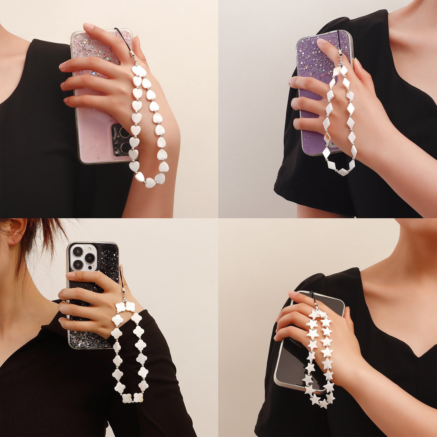 Minimalist White Star Shell Metal Phone Wrist Strap