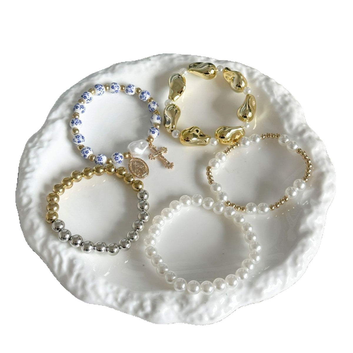 Elegant Geometric Acrylic Baroque Pearl Bracelet for Women