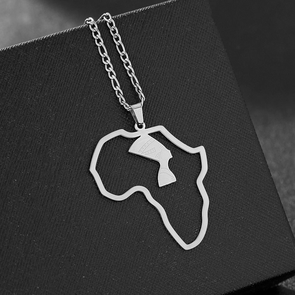 Collana con Pendente Geometrico Regina Nefertiti in Acciaio Inossidabile con Finitura Lucida e Placcata per Uso Quotidiano Unisex