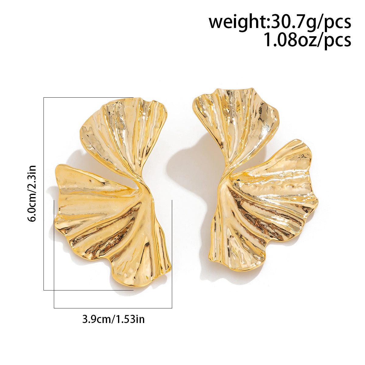 Exaggerated Streetwear Zinc Alloy Plated Ginkgo Leaf Earrings for Women