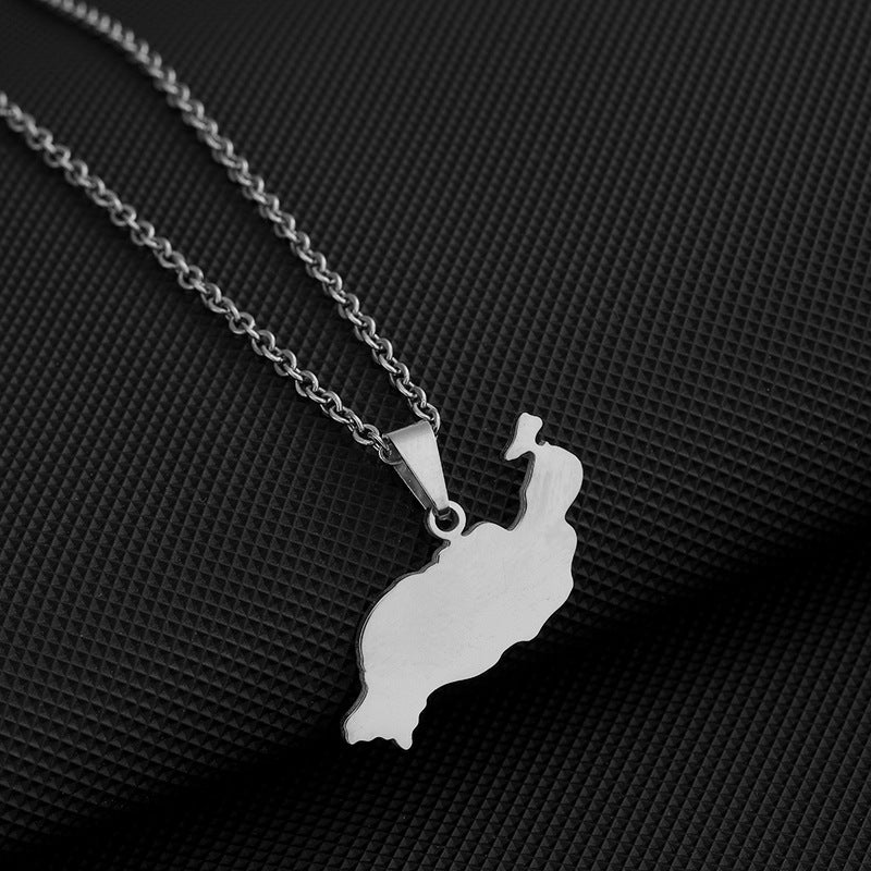 Collar con colgante geométrico de acero inoxidable con dije de acero de titanio y acabado galvanizado para uso unisex