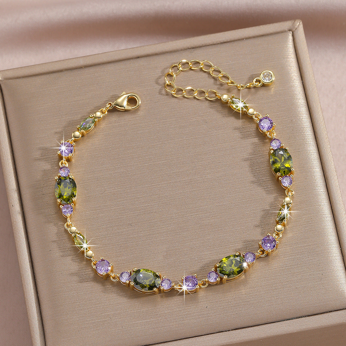 Luxury Gold Plated Brass Leaf Bracelet with Cubic Zirconia Inlay Unisex Floral Design