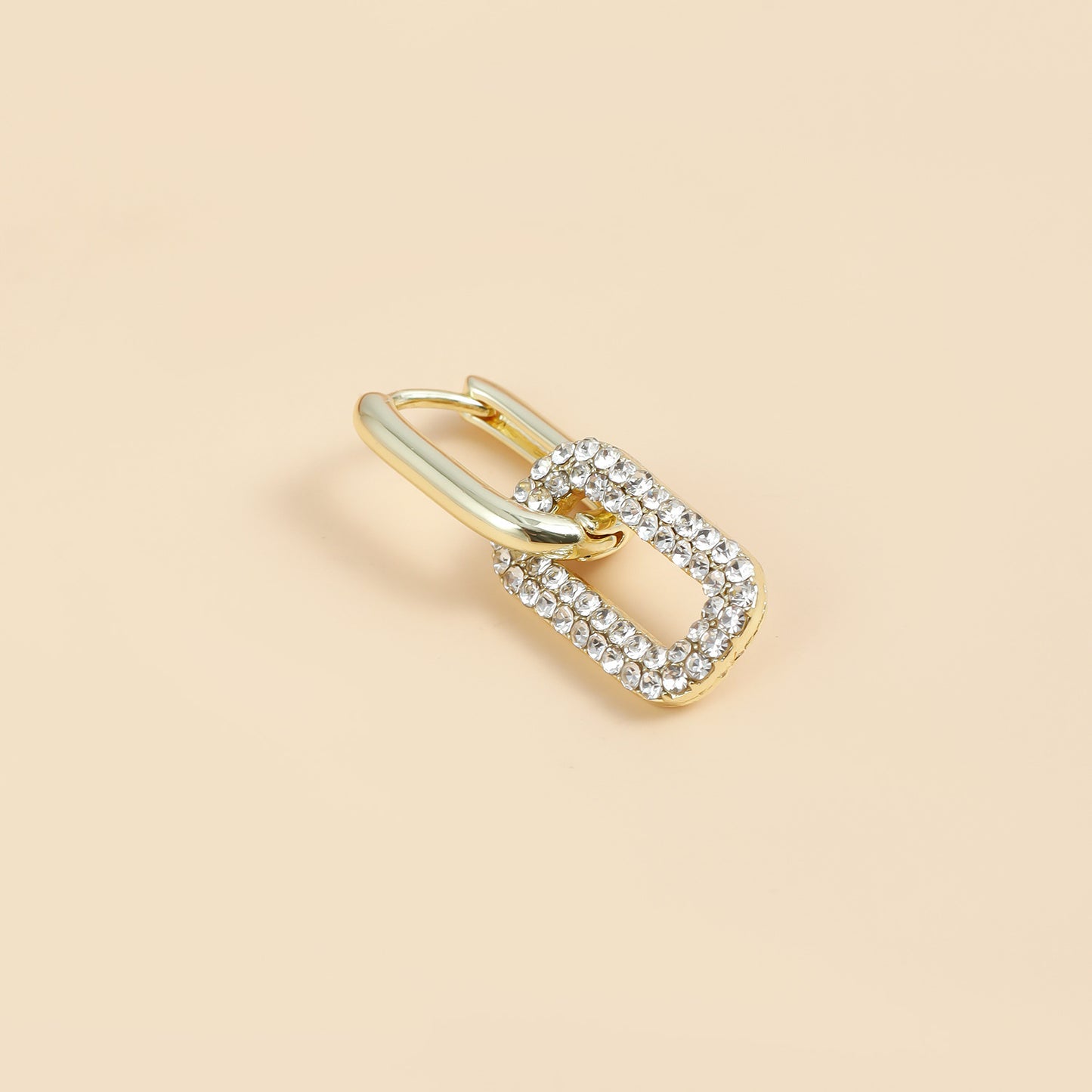 Orecchini a clip a U geometrici vintage con intarsio di strass per donna, in lega di zinco galvanizzata, orecchini di moda